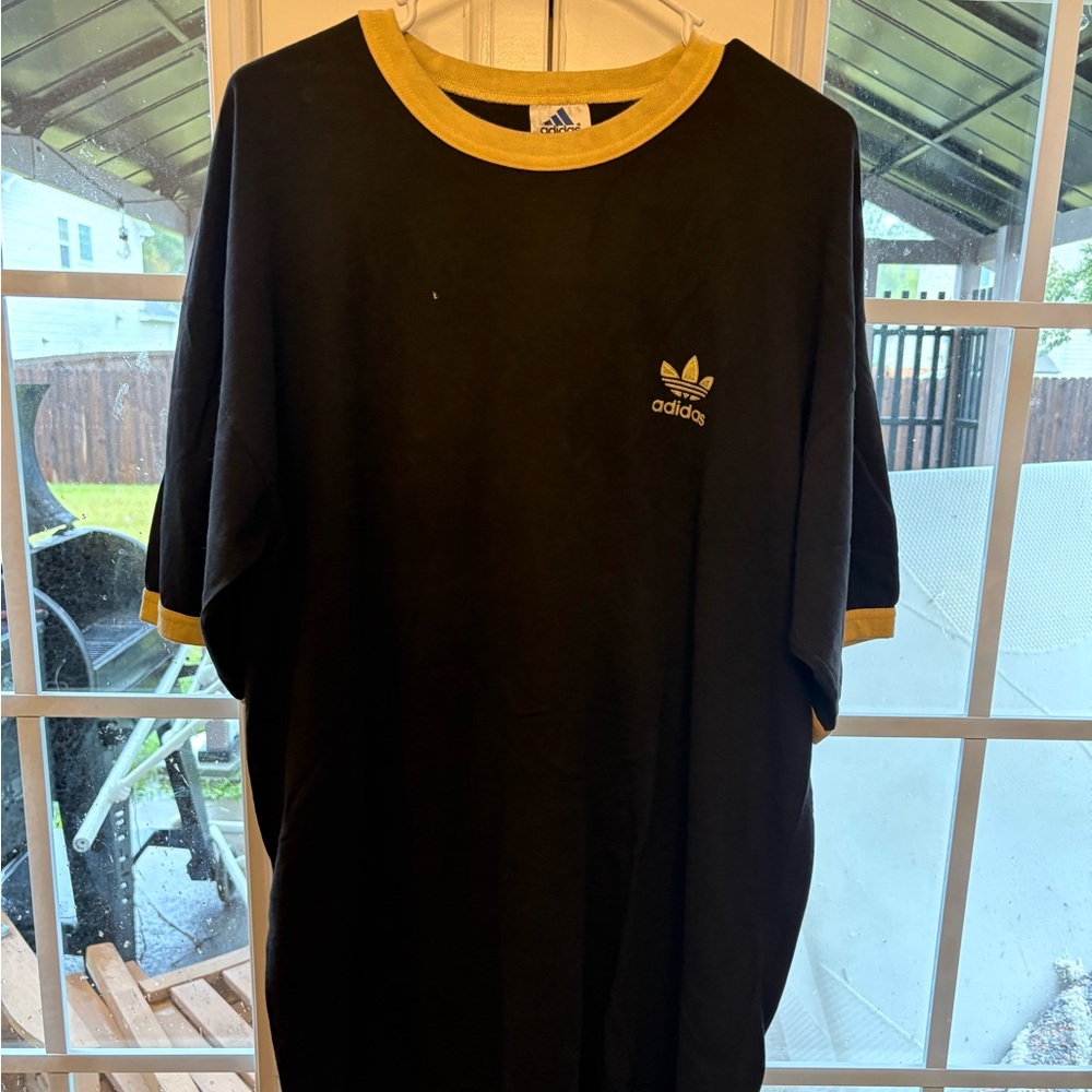 Adidas Black Tee with Yellow Collar